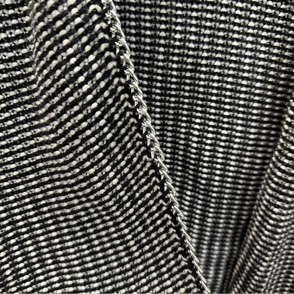 H&M Black and White Woven Silver Chain Trimmed Cardigan Sz L GUC - Picture 7 of 9